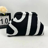 Women's Striped Knit Cosmetic Bag – Large Capacity Makeup Pouch & Travel Toiletry Organizer