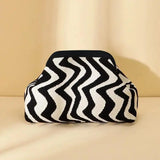 Women's Clip-Top Crossbody Purse – Lightweight Striped, Diamond & Dot Pattern Handbag
