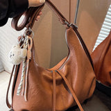 【Black Friday】Retro Texture Dark Brown Crescent-Shaped Shoulder Handbag, Cute Bear Pendant Bag, Niche Design, Simple Classic Handbag, Fashionable Hobo Bag, Crossbody Shoulder Purse, Casual Shoulder Purse, Suitable for Students, Shopping, Etc - image 13