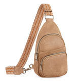 CLUCI Small Vegan Leather Sling Bag with Adjustable Guitar Strap