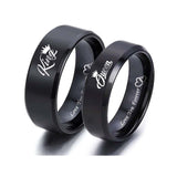 King and Queen Titanium Steel Couple Ring Set - image 12