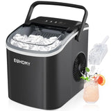 EUHOMY Ice Maker Countertop with Handle, 26lbs in 24Hrs, 9 Ice Cubes Ready in 6 Mins, Auto-Cleaning Portable Ice Maker with Basket and Scoop, for Home/Kitchen/Camping/RV. (2024 New Silver) Utensils