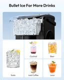 EUHOMY Ice Maker Countertop with Handle, 26lbs in 24Hrs, 9 Ice Cubes Ready in 6 Mins, Auto-Cleaning Portable Ice Maker with Basket and Scoop, for Home/Kitchen/Camping/RV. (2024 New Silver) Utensils