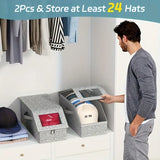 Stackable Hat Storage Box for Baseball Caps – Holds Up to 24 Hats, Clear Window Closet Organizer