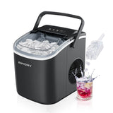 EUHOMY Ice Maker Countertop with Handle, 26lbs in 24Hrs, 9 Ice Cubes Ready in 6 Mins, Auto-Cleaning Portable Ice Maker with Basket and Scoop, for Home/Kitchen/Camping/RV. (2024 New Silver) Utensils