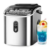 EUHOMY Ice Maker Countertop with Handle, 26lbs in 24Hrs, 9 Ice Cubes Ready in 6 Mins, Auto-Cleaning Portable Ice Maker with Basket and Scoop, for Home/Kitchen/Camping/RV. (2024 New Silver) Utensils