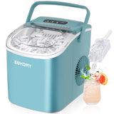 EUHOMY Ice Maker Countertop with Handle, 26lbs in 24Hrs, 9 Ice Cubes Ready in 6 Mins, Auto-Cleaning Portable Ice Maker with Basket and Scoop, for Home/Kitchen/Camping/RV. (2024 New Silver) Utensils