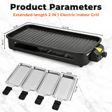 Pukomc Corded 2-in-1 Electric Indoor Grill & Pan - 1800W Smokeless, Temperature Control, Removable Non-Stick Plate, Grill Net, Dishwasher Safe Kitchen Supplies for Apartment Stuff