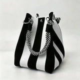 Mini boho woven bucket handbag