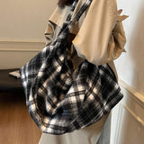 【Black Friday】Autumn Winter Fashion Solid Plaid Pattern Large Capacity Shoulder Crossbody Bag, Versatile Backpack for Commute, Travel, Hiking, Shopping - image 11