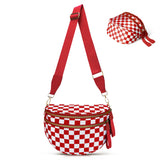CHERUBEL Crossbody Bag for Women, Casual Plaid Nylon Bum Bag with Detachable Strap and Coin Purse, Large Capacity Sling for Travel, Casual Waist Bag, Birthday