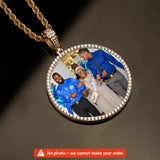 Iced Round Custom Photo Pendant Necklace - image 1