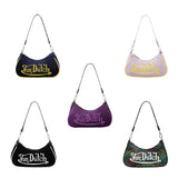Y2K shoulder bag - Black Silver Flames Shoulder Bag