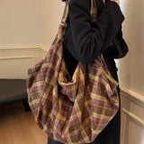 【Black Friday】Autumn Winter Fashion Solid Plaid Pattern Large Capacity Shoulder Crossbody Bag, Versatile Backpack for Commute, Travel, Hiking, Shopping - image 10