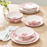 The Pioneer Woman Agatha 12-Piece Stoneware Dinnerware Set, Red
