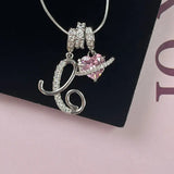 Triple-Layer Initial Necklace with Pink Heart Stone - image 16