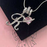 Triple-Layer Initial Necklace with Pink Heart Stone - image 31