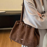 【Black Friday】Autumn and winter casual retro exquisite drawstring closure tote bag, fashionable and versatile large capacity shoulder bag, suitable for dates, parties and daily social occasions - image 7