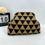 Striped Knit Makeup Bag for Women – Large Capacity Clip-Top Cosmetic Pouch & Travel Toiletry Organizer
