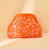 Striped Knit Makeup Bag for Women – Large Capacity Clip-Top Cosmetic Pouch & Travel Toiletry Organizer
