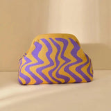 Women's Clip-Top Crossbody Purse – Lightweight Striped, Diamond & Dot Pattern Handbag