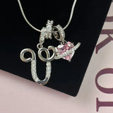 Triple-Layer Initial Necklace with Pink Heart Stone - image 34