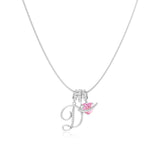 Triple-Layer Initial Necklace with Pink Heart Stone - image 1