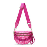 Women's Leopard Print Bum Bag – Lightweight Oxford Cloth Crossbody Bag with Carrying Chain