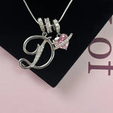 Triple-Layer Initial Necklace with Pink Heart Stone - image 17