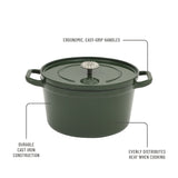 The Pioneer Woman 5-Quart Enamel Cast Iron Dutch Oven with Lid, Dark Green
