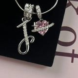 Triple-Layer Initial Necklace with Pink Heart Stone - image 23