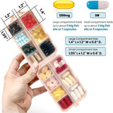 UFORU Travel Pill Organizer Box with 146 Labels, 10 Compartment Small Pill Case Medicine Kit, Portable Pocket Purse Pharmacy, Daily Weekly Vitamin Supplement Medication Holder（no pills)dealsforyou#SummerWins