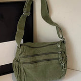 【Black Friday】Ladies' solid color retro multi pocket canvas crossbody bag, fashionable and simple daily commuting easy to match with shoulder bag, Casual Commuter Bag, Multi Compartment Bag, Trendy Commuting Bag, Crossbody Shoulder Bags - image 11