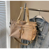 WeeNOD-L Women's Multi-Pocket Corduroy Tote & Crossbody Bag