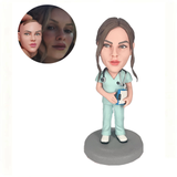 Custom Nurse Bobblehead with Medical Chart | Medical Retirement Gift