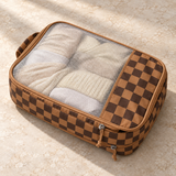 WeeNOD Gray Compression Cubes — 6-Piece Set – caramel and espresso checkerboard color design