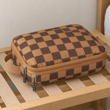 WeeNOD Pink Compression Packing Cube — Single – caramel and espresso checkerboard color design