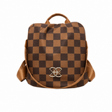 WeeNOD Oxford Convertible Backpack & Shoulder Bag – caramel and espresso checkerboard color design